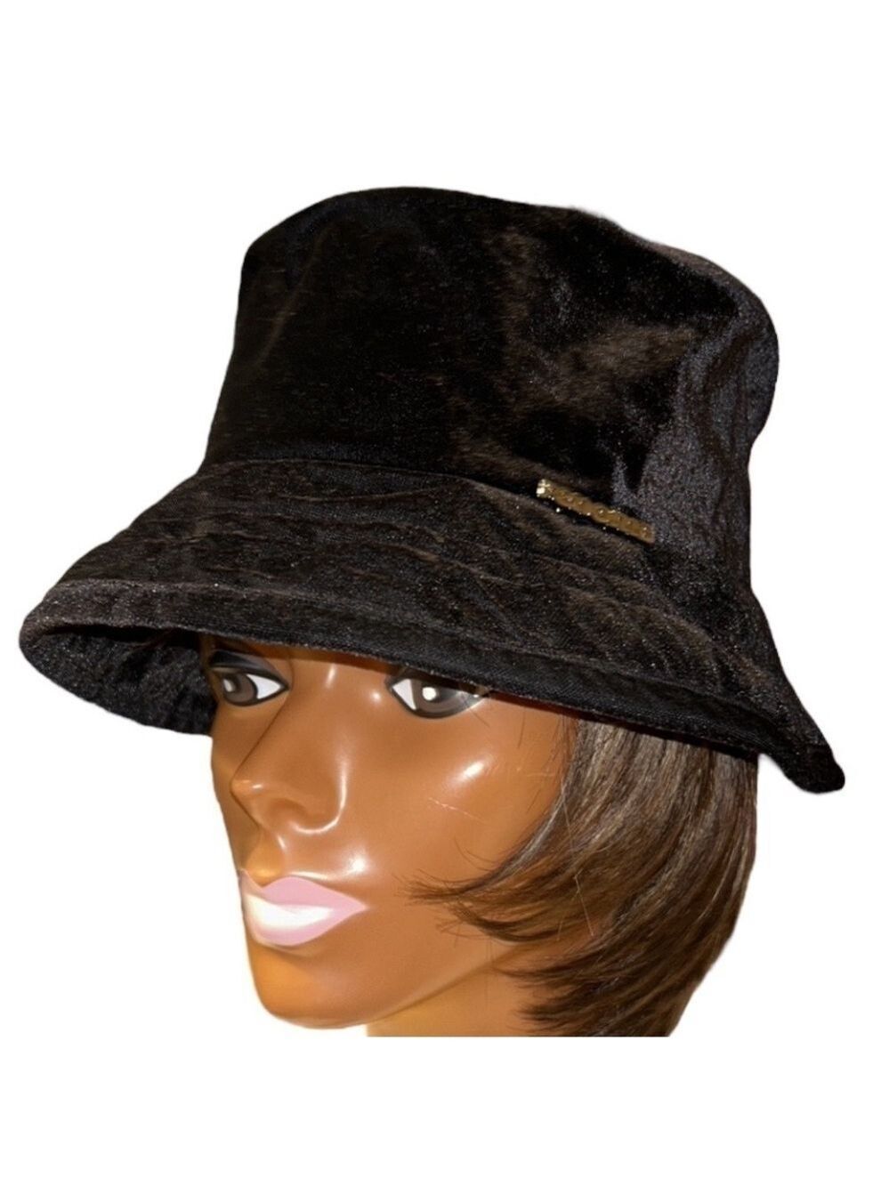 Renoma Paris Vintage Black Velvet Bucket Hat Fedora